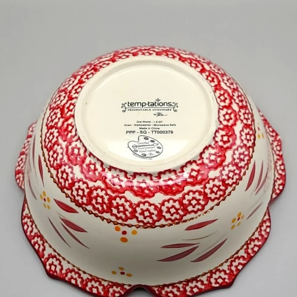 Temp-tations Old World Cranberry Bake & Serve Bowl with Recipe Printed Inside